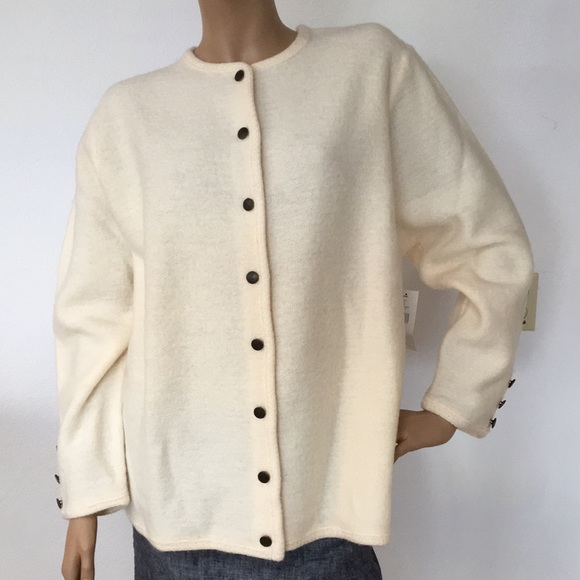 Karen Scott Jackets & Blazers - Karen Scott Cream Boiled 100% Wool Jacket 2X NWT